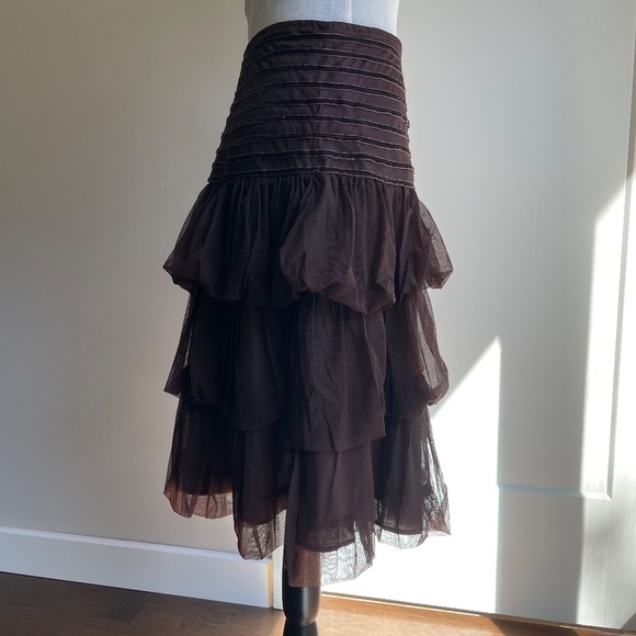 Tiered Tulle Knee Length Dressy Skirt - Picture 1 of 7